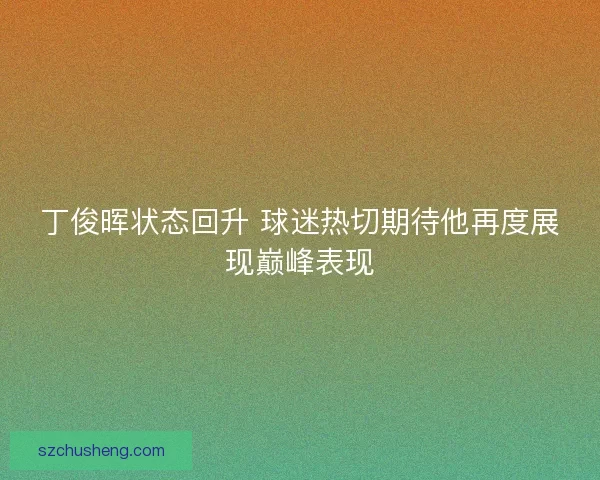 丁俊晖状态回升 球迷热切期待他再度展现巅峰表现